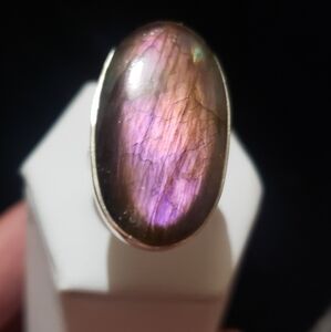 Purple Labradorite Ring ~ 925 Sterling Silver
